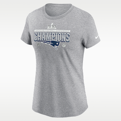 Playera Nike de la NFL para mujer New England Patriots 2026 AFC Champions Trophy Collection