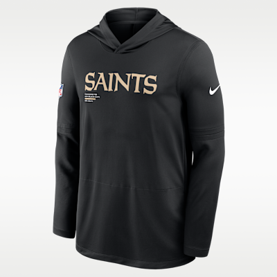 New Orleans Saints Pure Fury Sideline Men's Nike Dri-FIT NFL Long-Sleeve Hooded Top