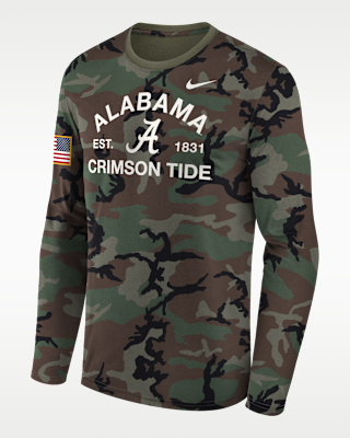 Мужская футболка Alabama 2025 Military Appreciation Legend Nike Dri-FIT College Long-Sleeve