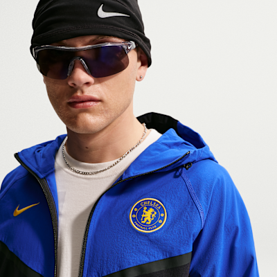 Nike Chelsea FC Tech Windrunner Nike Tam Boy Fermuarlı Dokuma Erkek Futbol Ceketi görsel 3