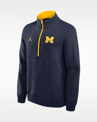 Мужские Michigan Primetime Primary Logo Jordan Brand College 1/2-Zip Crew