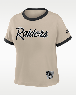 Женская футболка Las Vegas Raiders Rewind Ringer Mod Nike NFL Cropped