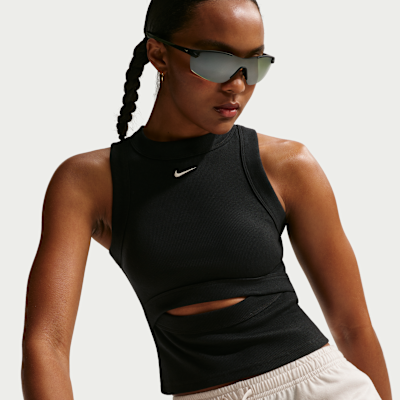 Nike Sportswear Chill Knit Sıkı Kesim Fitilli Kadın Atleti görsel 3