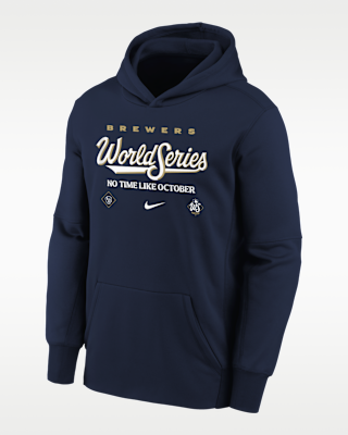 Детское худи Milwaukee Brewers 2026 World Series Participant Big Kids' Nike MLB Fleece Pullover Hoodie