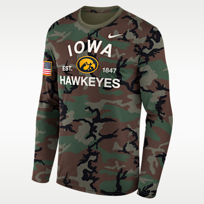 Iowa 2025 Military Appreciation Legend Men's Nike Dri-FIT College Long-Sleeve T-Shirt