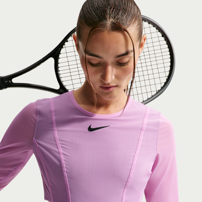NikeCourt Slam Uzun Kollu Crop Kadın Tenis Üstü görsel 3