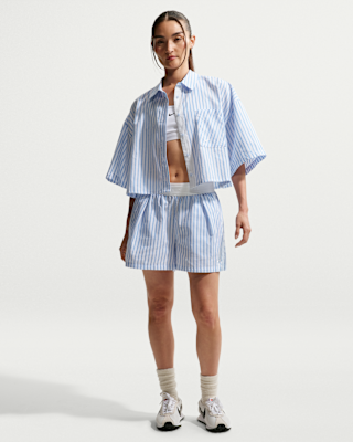 Женские шорты Nike Sportswear Chill Poplin Loose Mid-Rise Stripe Shorts