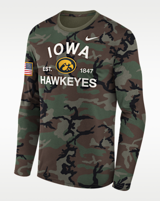 Мужская футболка Iowa 2025 Military Appreciation Legend Nike Dri-FIT College Long-Sleeve