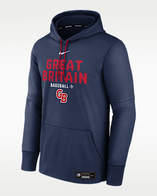 Мужское худи Great Britain National Baseball Team 2026 World Baseball Classic Authentic Collection Nike Therma Pullover Hoodie