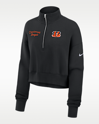 Женские  Cincinnati Bengals Phoenix Nike NFL Cropped 1/4-Zip Crew