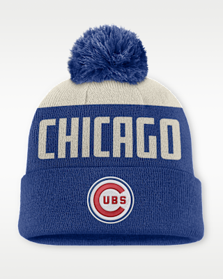 Мужские  Chicago Cubs Cooperstown Peak Nike MLB Cuffed Pom Beanie
