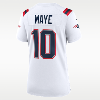 Jersey Nike de la NFL Game para mujer Drake Maye New England Patriots Super Bowl LX