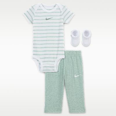 Nike Baby Bodysuit, Pants, and Terry Socks 3-Piece Set