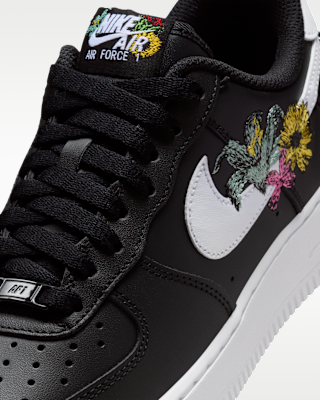 Nike Air Women\'s Size 9 Air Force 1 Black Floral  Low Top Leather Sneakers Nike Air Force 1 Low Black Floral (Women main image 3