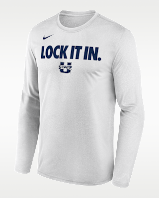 Мужская футболка Utah State 2026 On-Court Bench Nike Dri-FIT College Long-Sleeve