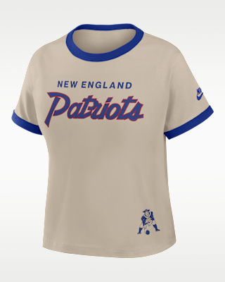 Женская футболка New England Patriots Rewind Ringer Mod Nike NFL Cropped