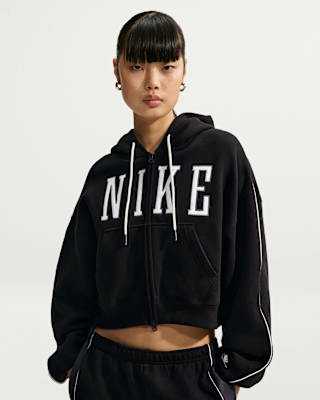 Женское худи Nike Studio Fleece Medium Weight Oversized Full-Zip Cropped Hoodie