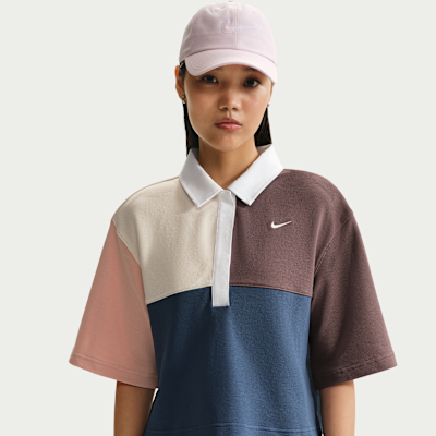 Nike Sportswear เสื้อโปโลแขนสั้นผู้หญิงขนาดโอเวอร์ไซส์