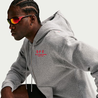 Nike Fleece Tam Boy Fermuarlı Kapüşonlu Erkek Koşu Üstü görsel 3