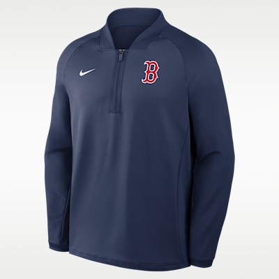 Playera de manga larga Nike Dri-FIT de la MLB de medio cierre para hombre Boston Red Sox Authentic Collection