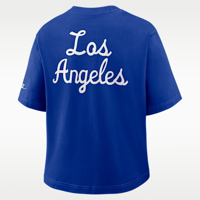 Playera Nike de la NFL para mujer Los Angeles Rams Rewind Pocket Boxy