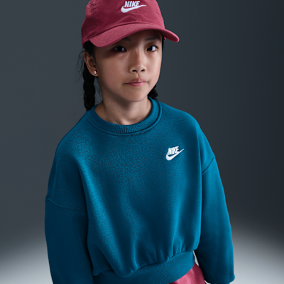 Sudadera de cuello redondo Dri-FIT de corte cuadrado para niña Nike Sportswear Club Fleece