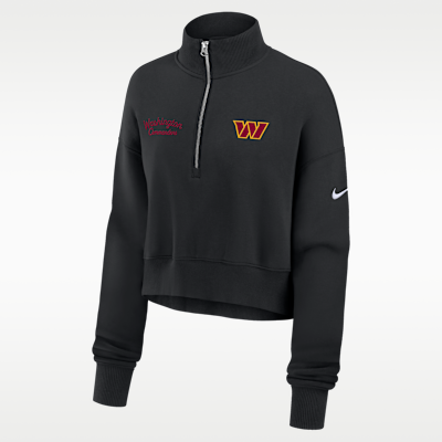 Sudadera de cuello redondo Nike de la NFL cropped con cierre de 1/4 para mujer Washington Commanders Phoenix