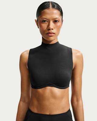 NikeSKIMS Studio Stretch Women's Medium-Support Mock Neck Sports Bra ...