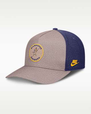 Мужские Milwaukee Brewers Cooperstown Rise Nike MLB A-Frame Adjustable Hat