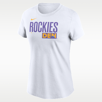Playera Nike de la MLB para mujer Colorado Rockies City Connect Wordmark