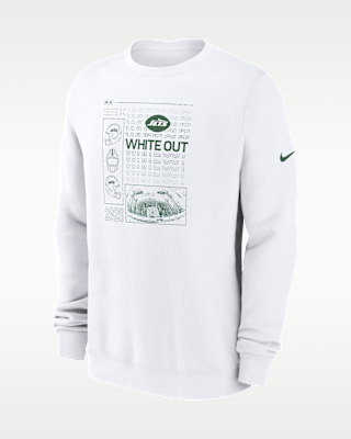 Мужские New York Jets White Out Nike NFL Pullover Crew