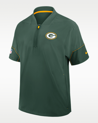 Мужская куртка Green Bay Packers Sideline Coach Nike NFL 1/2-Zip Short-Sleeve Hooded