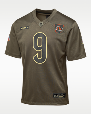 Детские джерси Joe Burrow Cincinnati Bengals Salute to Service Big Kids’ Nike NFL Game Jersey