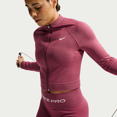 Nike Pro Seamless Dri-FIT Tam Boy Fermuarlı Kadın Üstü görsel 3