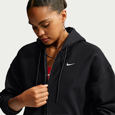 Nike Studio Kalın Fleece Oversize Tam Boy Fermuarlı Kadın Kapüşonlu Üstü