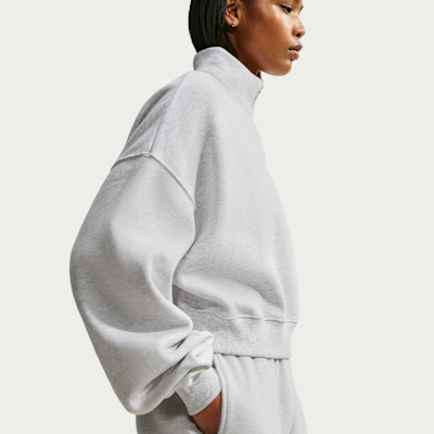 Nike Studio Fleece Orta Kalınlıkta Oversize Çeyrek Fermuarlı Crop Kadın Üstü görsel 2