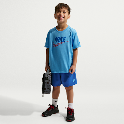 Conjunto de 2 piezas con shorts de French Terry holgados para niños talla pequeña Nike Sportswear In The Zone