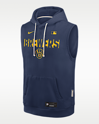 Мужское худи Milwaukee Brewers Authentic Collection Standard Issue Nike Dri-FIT MLB Sleeveless Pullover Hoodie