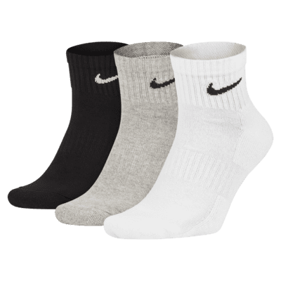 nike training 3 pack ankle socks in white