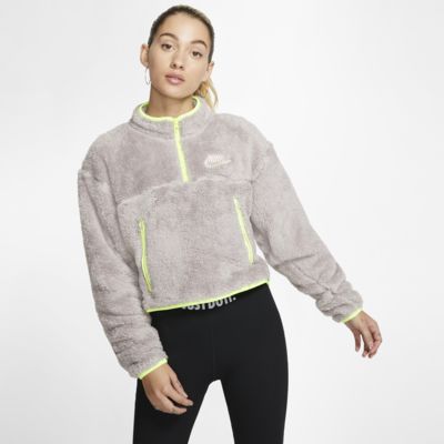4-Zip Sherpa Fleece Crop Top. Nike 