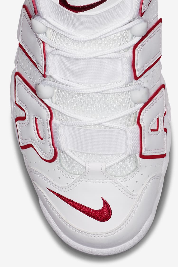 Nike uptempo best sale white on white