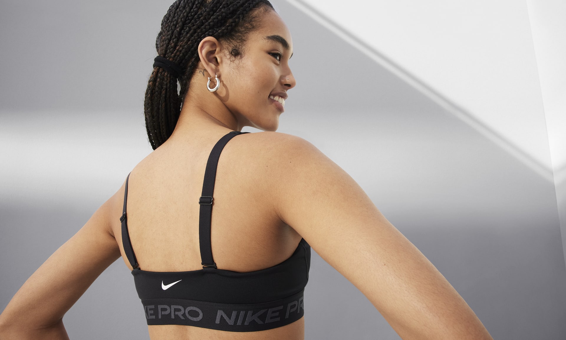 Nike Pro Indy Logo Back Bra White