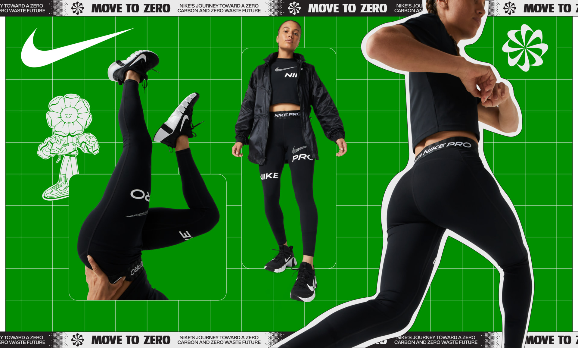 Nike Pro Mid-Rise Full-Lenght Graphic Women's Leggings,  Gridiron/Black/Green Strike, Nike