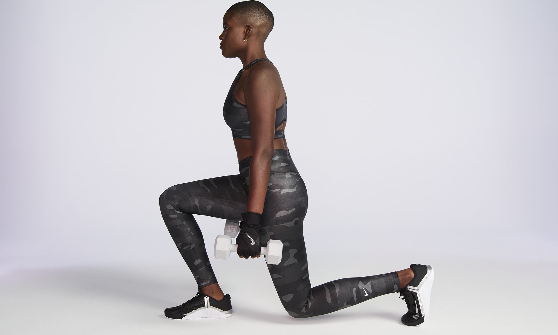Women's Nike Dri-FIT One Mid-Rise Camo Leggings XL Gray Black Gym