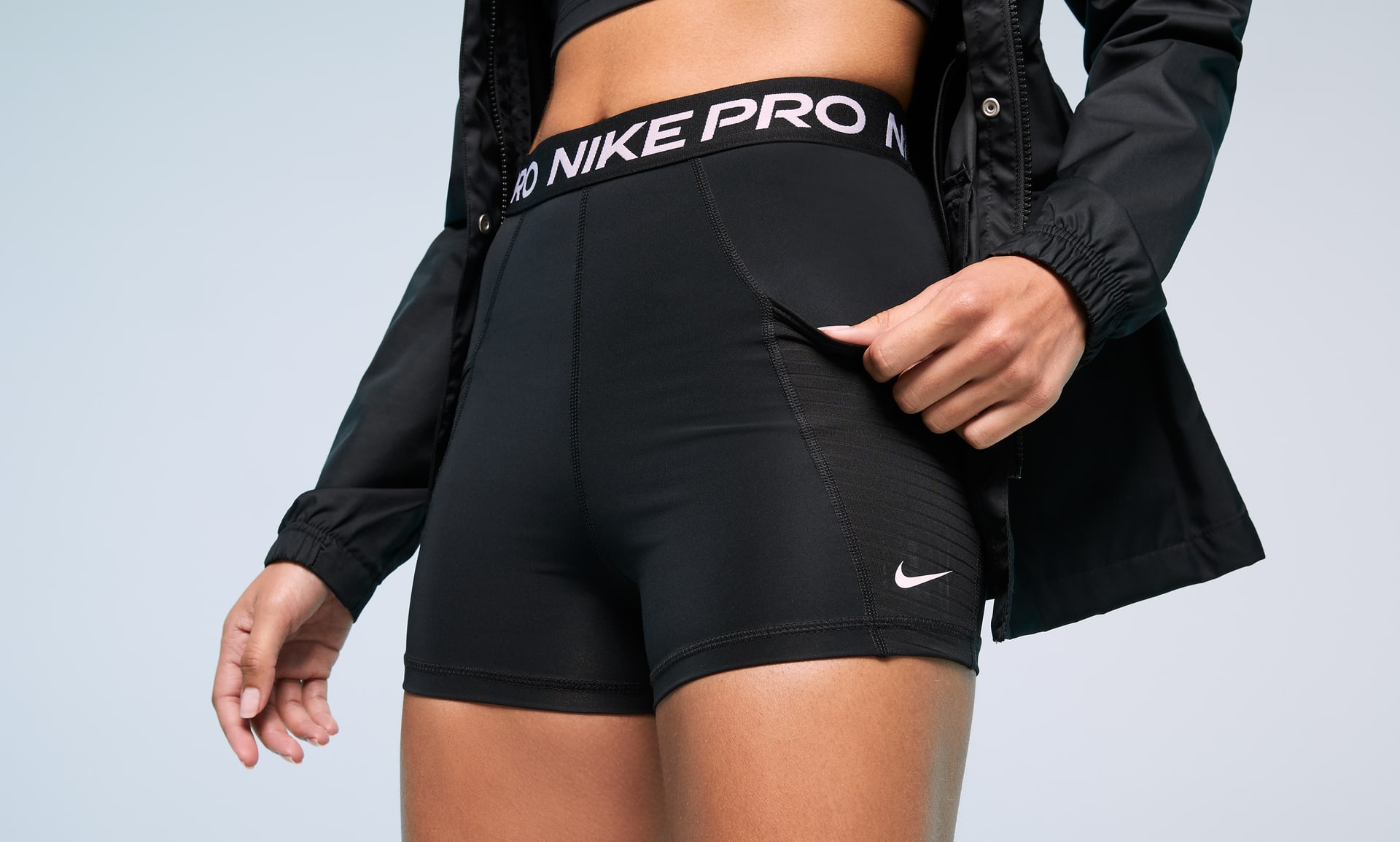 nike pro shorts black and grey