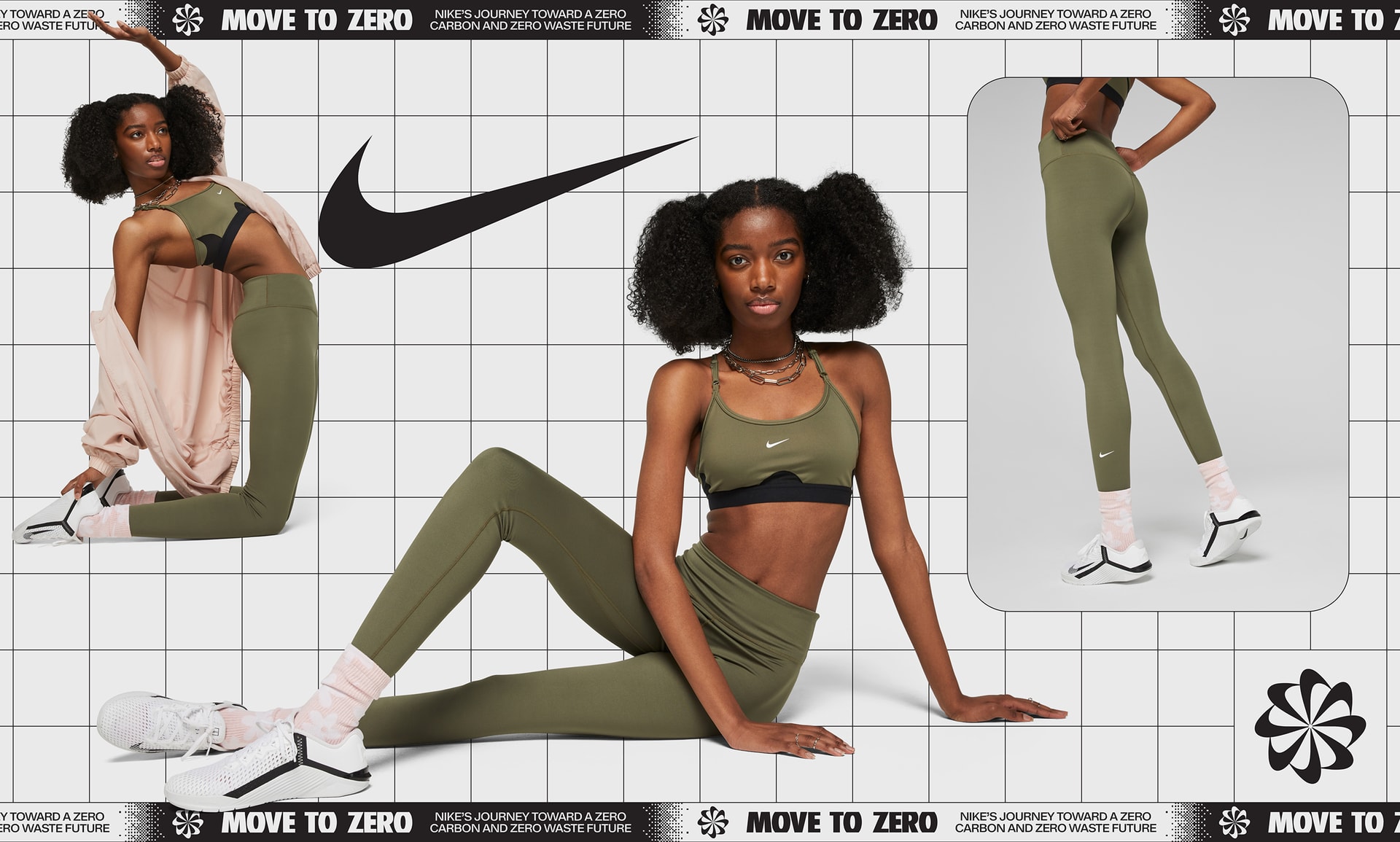 Calça Legging Nike One Dri-Fit MR Ic Tght CLRB Feminina - Preto+verde