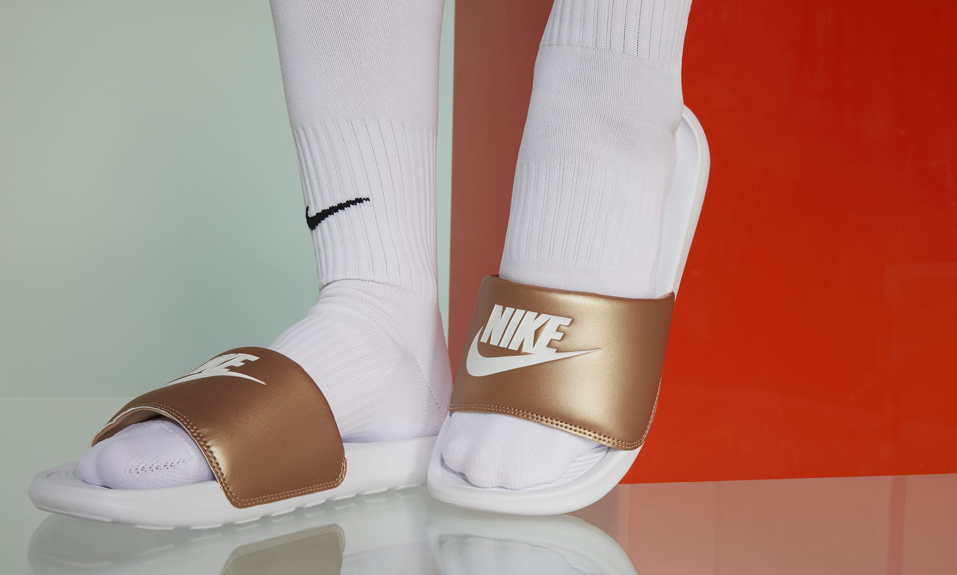 nike iridescent slides