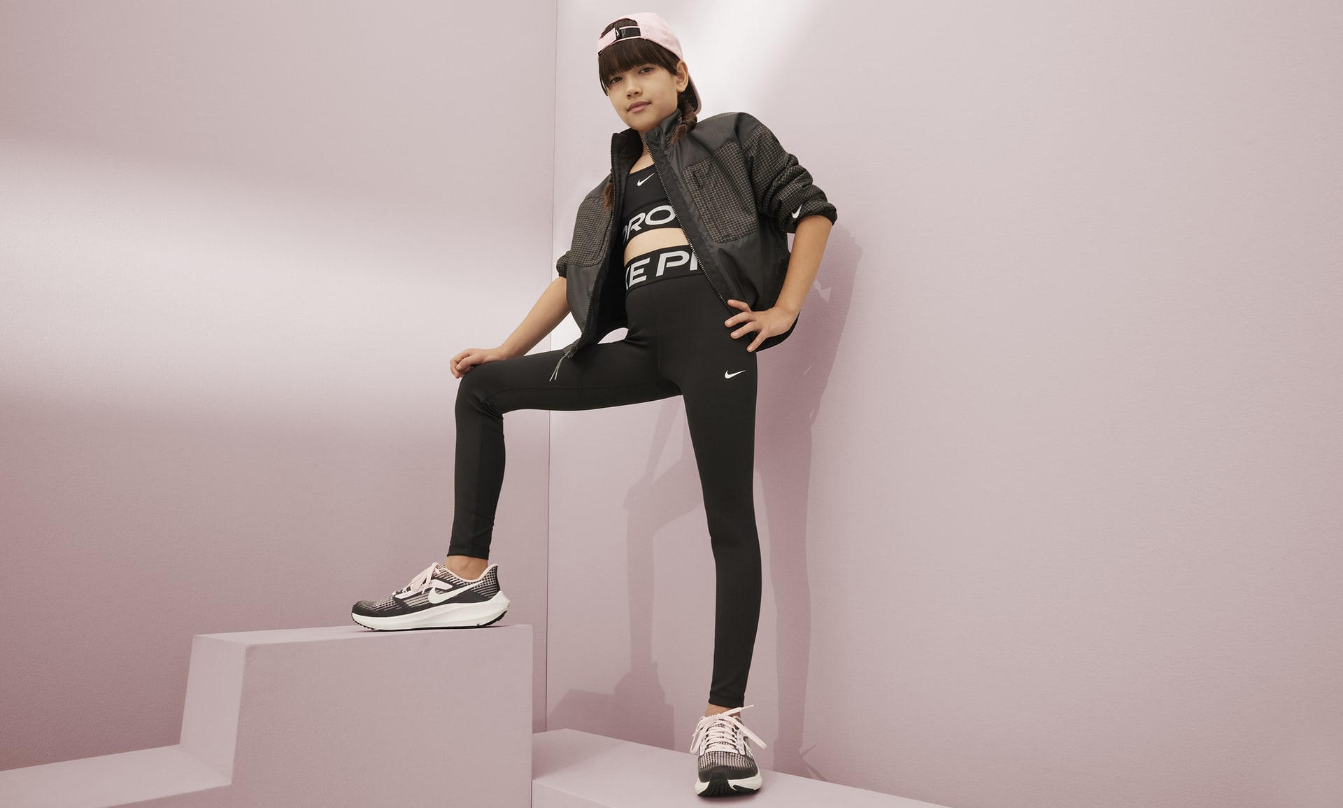 Nike Pro Dri-FIT Older Kids Girls Leggings (DQ9119) black/white ab