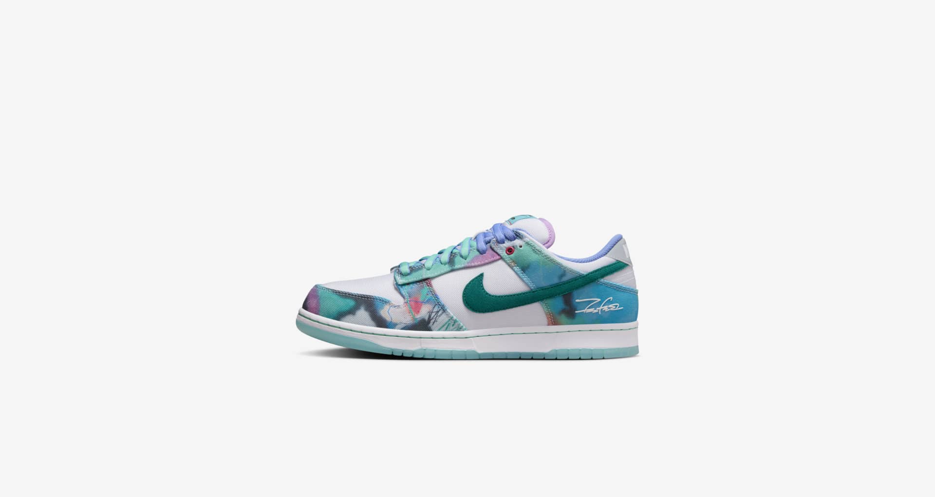 Nike SB Dunk Low x Futura Laboratories 'White and Geode Teal' (HF6061-400)  Release Date. Nike SNKRS US