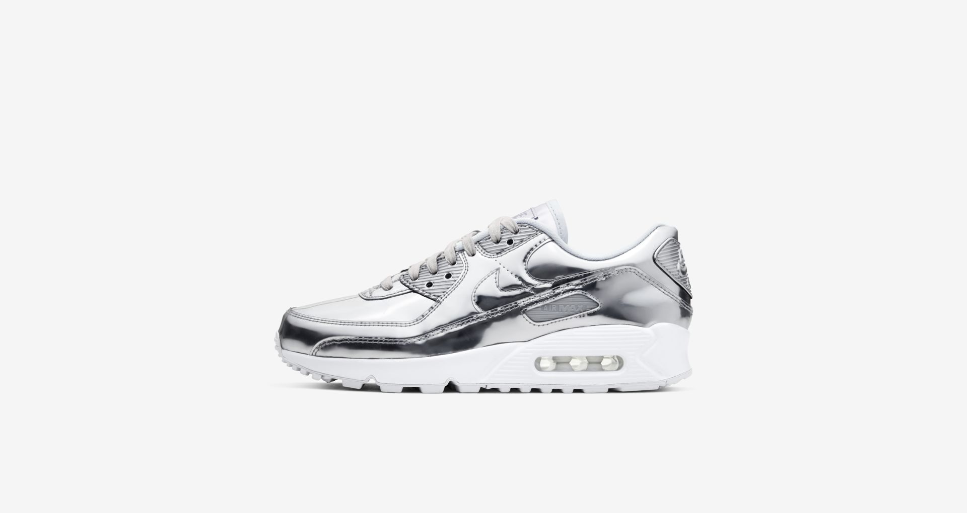nike air max 90 liquid metal sneakers in silver